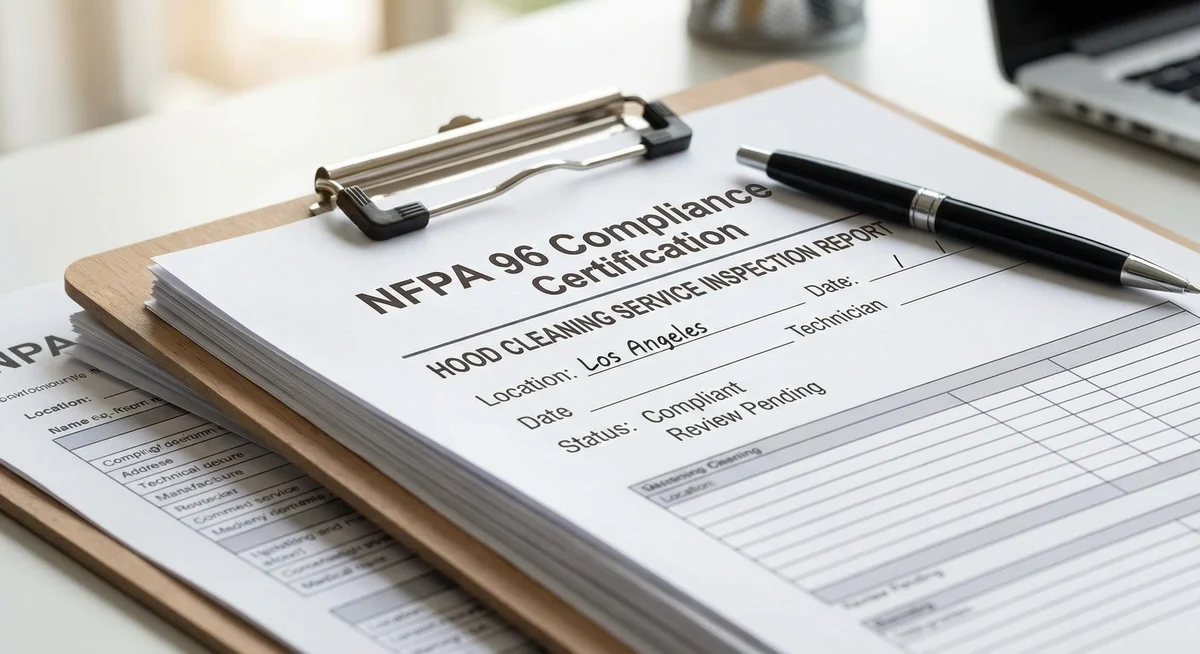 NFPA 96 compliance documentation and certificates