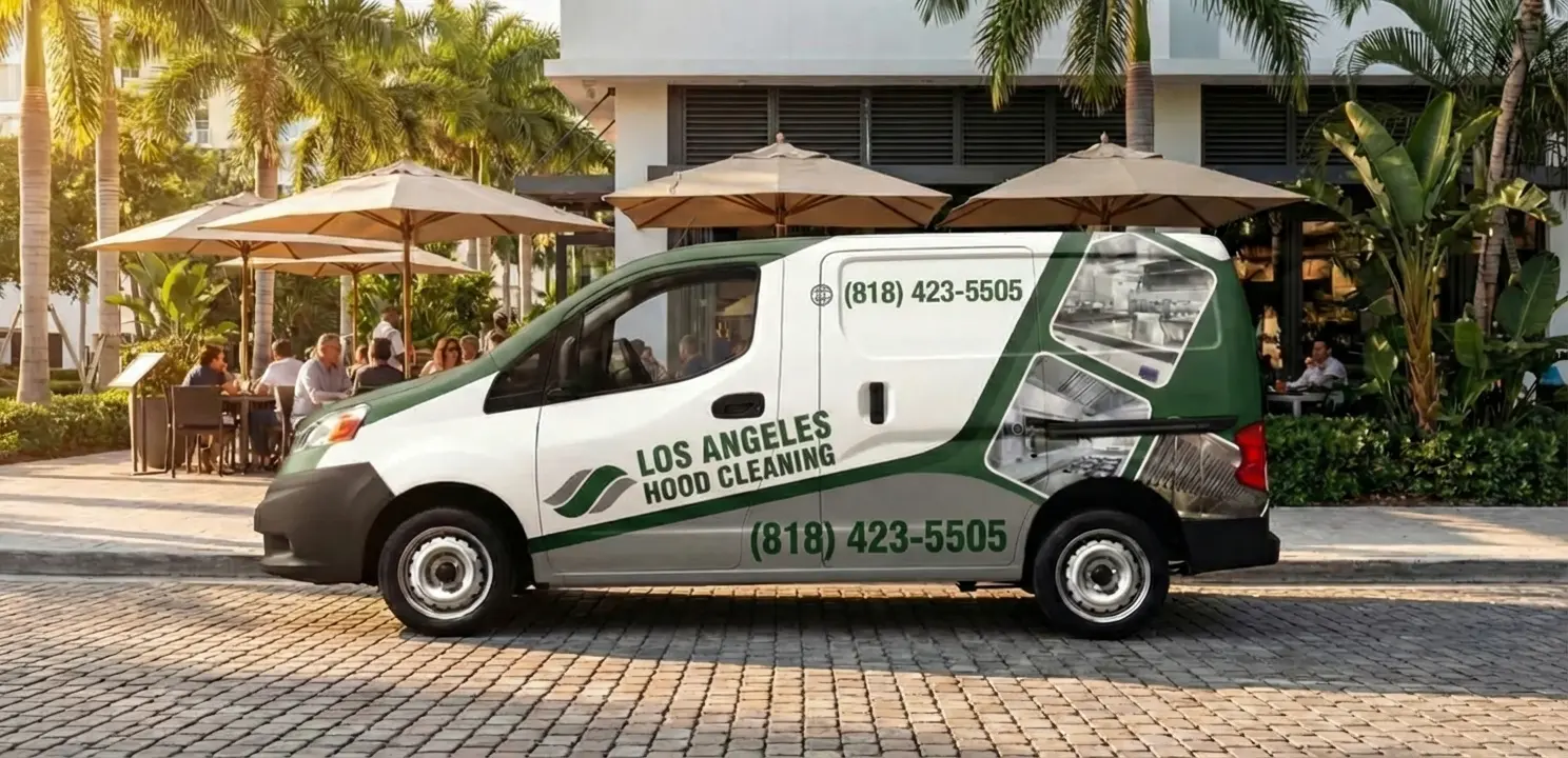 Los Angeles Hood Cleaning service van on location